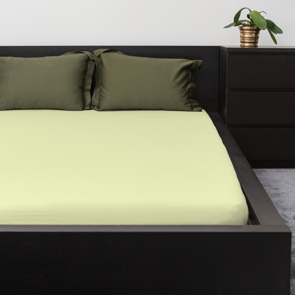 Satin Spannbettlaken „Salad“. Spannbettlaken, 155/160x200 cm, 180x200 cm