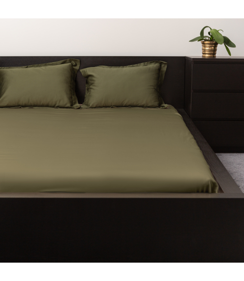 Satin Bettlaken „Moss green“. Bettlaken