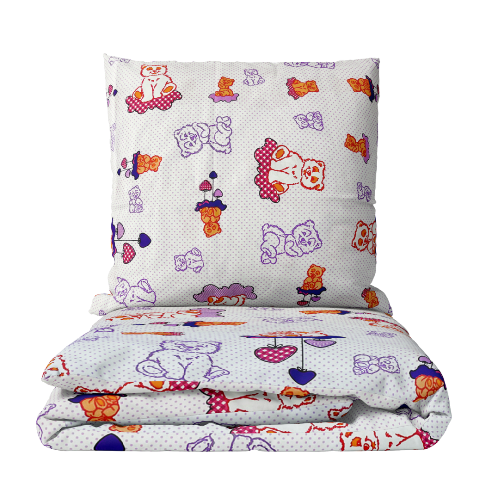Kinderbettwäsche "Violet bears". Kinderbettwäsche, 135/140x200 cm