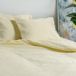 Seersucker Bettwäsche „Kora Yellow“. Bettwäsche Baumwolle, 135/140x200 cm, 200x200 cm, 200x220 cm, 220x240 cm