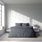 Bettwäsche set "Graphite". Bettwäsche für Hotels, 135/140x200 cm, 155/160x200 cm, 200x200 cm, 200x220 cm. Klassisches dunkelgraues bettwäscheset, perfekt für ein zeitloses schlafzimmer.