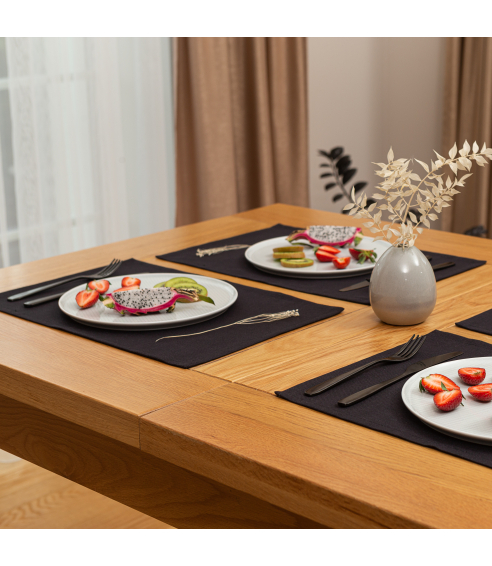 Tischset „Linen black“ 4 stk.. Tischdecke aus Leinen