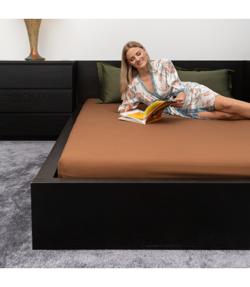 Jersey Spannbettlaken „Brown“. Spannbettlaken 140x200