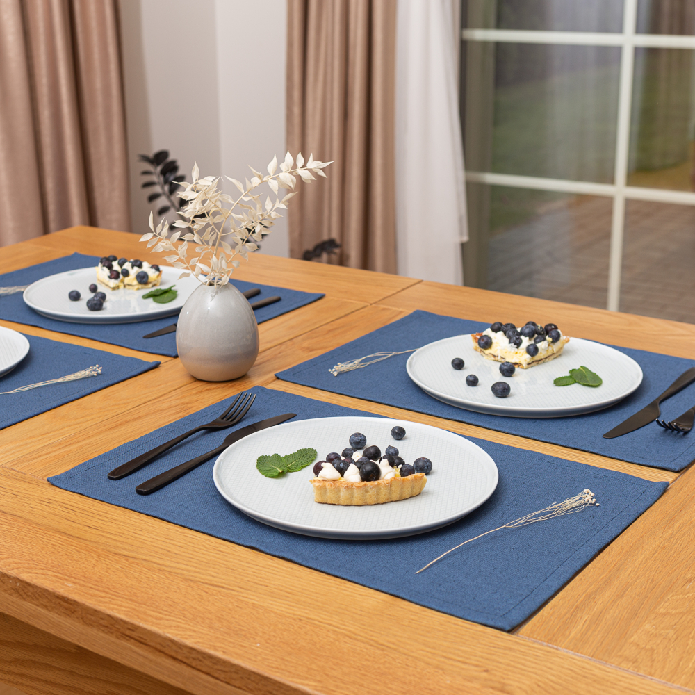 Tischset „Linen royal blue“ 4 stk.. Tischdecke aus Leinen, 30x45 cm