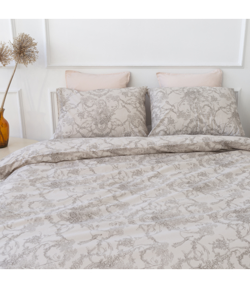 Bettwäsche set "Toile de Jouy grey“. Bettwäsche Baumwolle