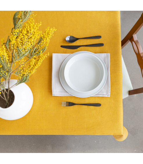 Leinen Tischdecke „Linen yellow“. Tischdecke aus Leinen