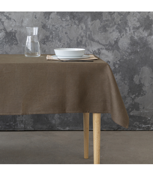 Leinen Tischdecke „Linen brown“. Tischdecke aus Leinen