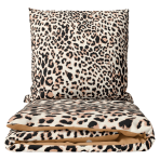 Bettwäsche Doppelbett "Roar". Biber Bettwäsche, 200x200 cm, 200x220 cm. Bettwäsche-set mit leopardenmuster in beige-, braun- und schwarztönen.