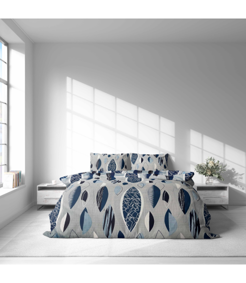 Seersucker Bettwäsche „Kora Indigo Drift“. Bettwäsche Baumwolle