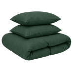 Leinen bettwäsche "Linen Dark Green". Bettwäsche 150x200, 135/140x200 cm, 150x200 cm, 155/160x200 cm, 180x200 cm, 200x200 cm, 200x220 cm, 220x240 cm. Bett belegt mit dunkelgrüner leinenbettwäsche und zwei kissen in hellem interieur. Leinen bettwäsche "Linen Dark Green". Bettwäsche 150x200, 135/140x200 cm, 150x200 cm, 155/160x200 cm, 180x200 cm, 200x200 cm, 200x220 cm, 220x240 cm. Bett belegt mit dunkelgrüner leinenbettwäsche und zwei kissen in hellem interieur.