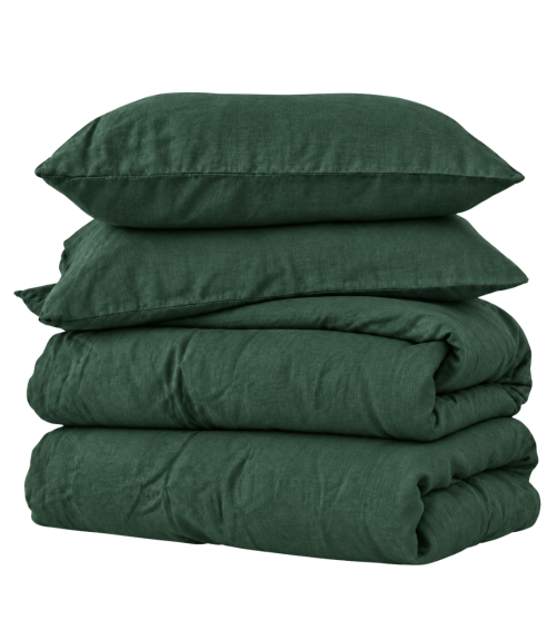 Leinen bettwäsche "Linen Dark Green". Leinen Bettwäsche