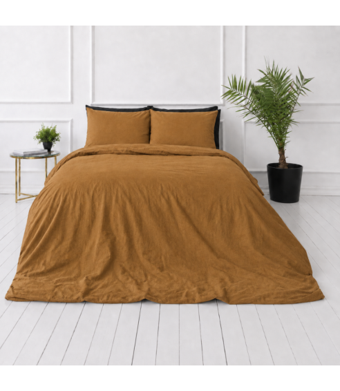 Leinen bettwäsche "Linen Mustard“. Leinen Bettwäsche