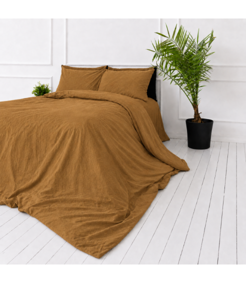 Leinen bettwäsche "Linen Mustard“. Leinen Bettwäsche