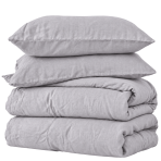 Leinen bettwäsche "Linen Pearl“. Bettwäsche 150x200, 135/140x200 cm, 155x220 cm, 160x200 cm, 180x200 cm, 200x200 cm, 200x220 cm, 220x240 cm. Hellgraues bettwäsche-set mit fliederfarbenem unterton und dezentem design.