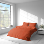 Leinen bettwäsche "Linen Orange". Leinen Bettwäsche, 135/140x200 cm, 200x200 cm, 200x220 cm, 220x240 cm. Feine leinenstruktur im leuchtend orangen bettwäscheset.