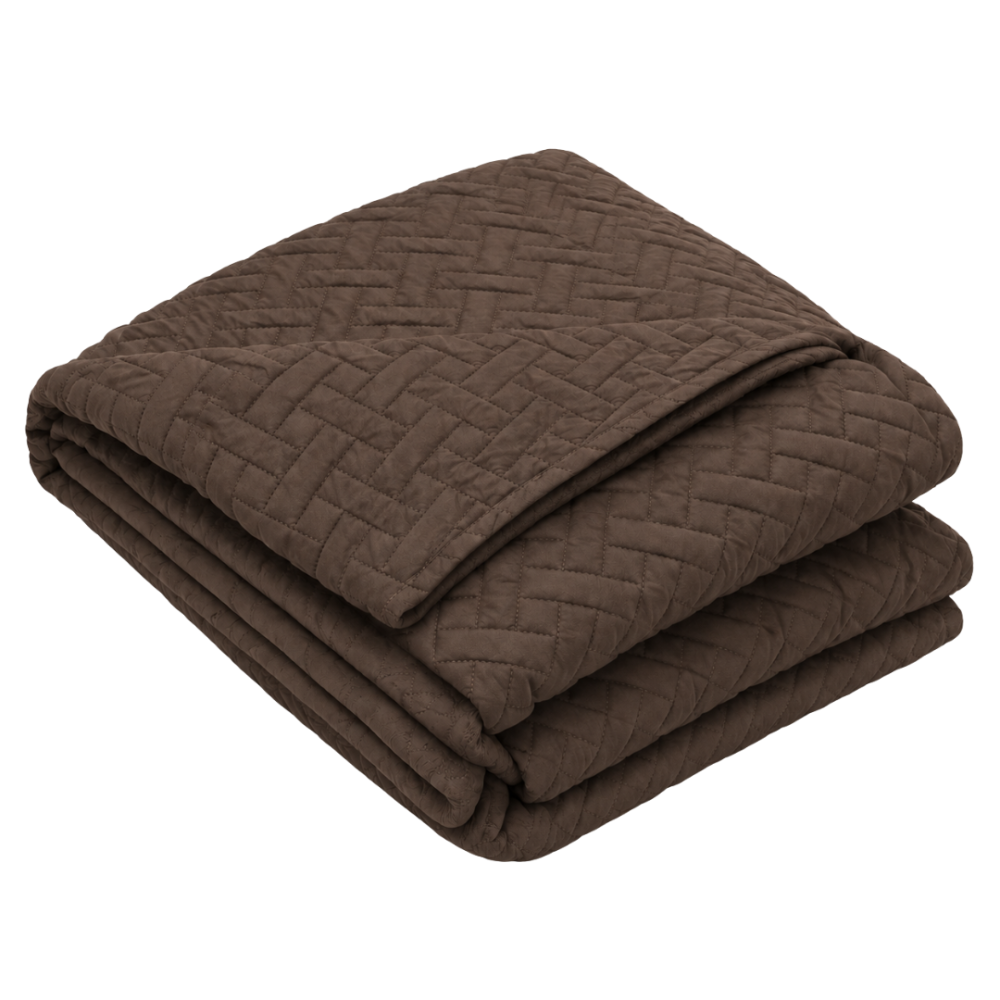 Tagesdecke „Bedspread Brunette“. Tagesdecken, 210x240 cm. Dunkelbraune tagesdecke mit feinem geometrischem steppmuster Tagesdecke „Bedspread Brunette“. Tagesdecken, 210x240 cm. Dunkelbraune tagesdecke mit feinem geometrischem steppmuster