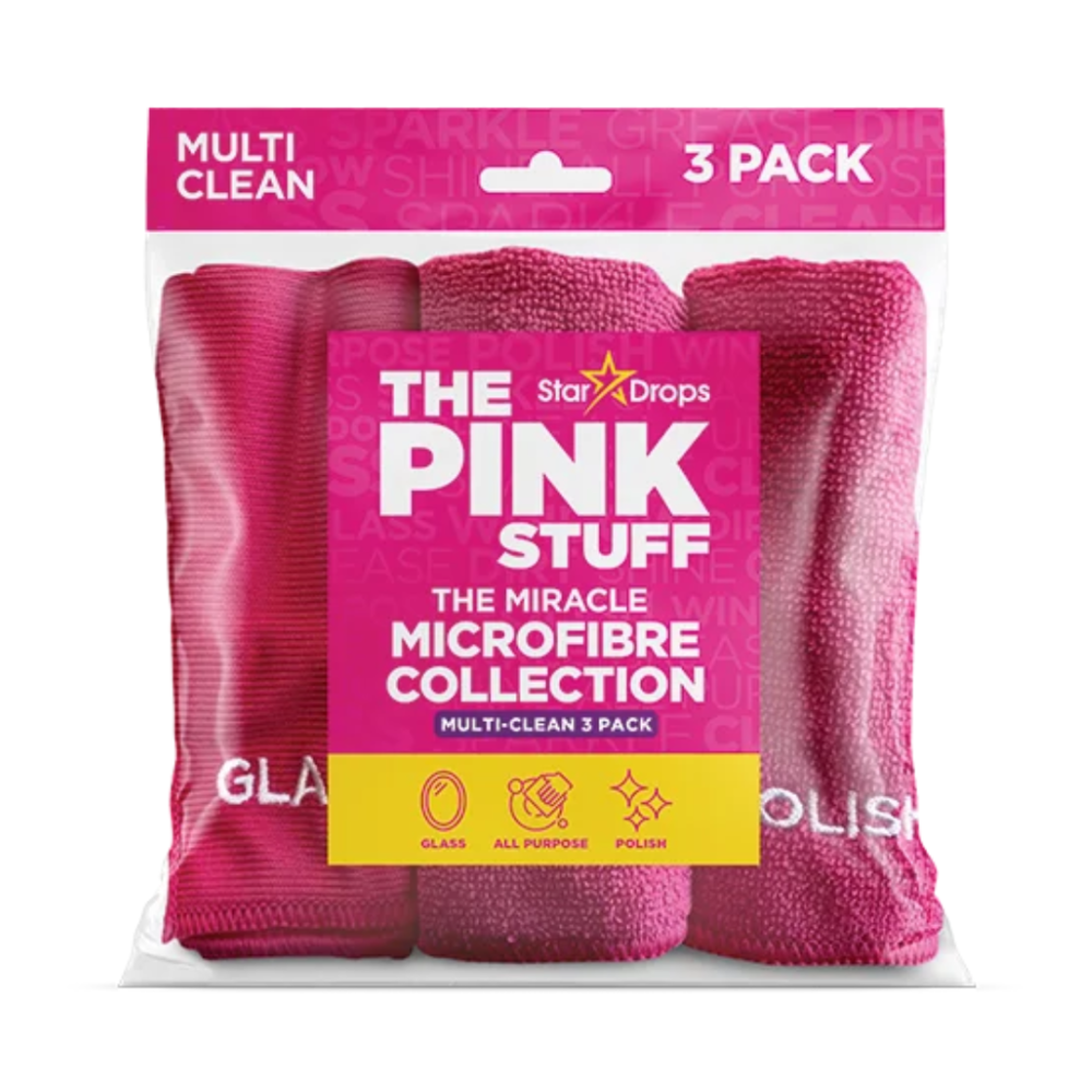 Mikrofasertuch „Pink stuff microfibre“. Badetücher, 30x30 cm. Weiches, rosafarbenes mikrofasertuch für eine effektive und schonende reinigung, ideal für verschiedene oberflächen und zum abstauben.