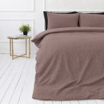 Musselin Bettwäsche set "Brown muslin". Bettwäsche einfarbig, 200x200 cm, 200x220 cm. Bettwäsche in gedämpftem kakaobraun aus strukturiertem musselin