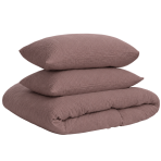 Musselin Bettwäsche set "Brown muslin". Bettwäsche einfarbig, 200x200 cm, 200x220 cm. Braunes musselin-bettwäsche-set mit natürlich gekreppter struktur