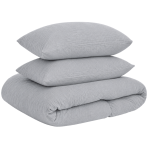 Musselin Bettwäsche set "Grey muslin". Bettwäsche einfarbig, 200x200 cm, 200x220 cm. Hellgraues musselin-bettwäsche-set mit gekreppter struktur