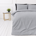 Musselin Bettwäsche set "Grey muslin". Bettwäsche einfarbig, 200x200 cm, 200x220 cm. Einfarbig silbergraue bettwäsche aus strukturiertem musselin