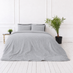 Musselin Bettwäsche set "Grey muslin". Bettwäsche einfarbig, 200x200 cm, 200x220 cm. Minimalistisches graues musselin-bettwäsche-set mit dezenter struktur