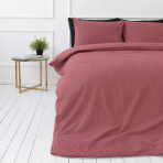 Musselin Bettwäsche set "Vintage muslin". Bettwäsche einfarbig, 200x200 cm, 200x220 cm. Bettwäsche in gedämpftem rot aus gekrepptem musselin