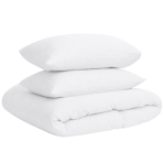 Musselin Bettwäsche set "White muslin". Bettwäsche einfarbig, 200x200 cm, 200x220 cm. Weißes musselin-bettwäsche-set mit natürlich gekreppter struktur