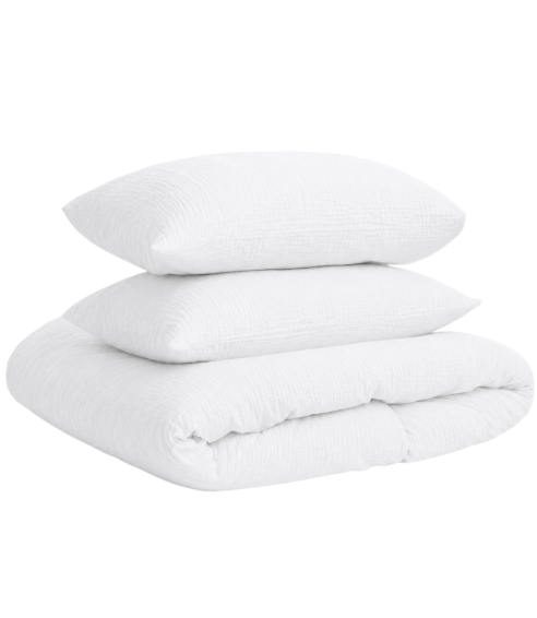 Musselin Bettwäsche set "White muslin". Bettwäsche 200x200