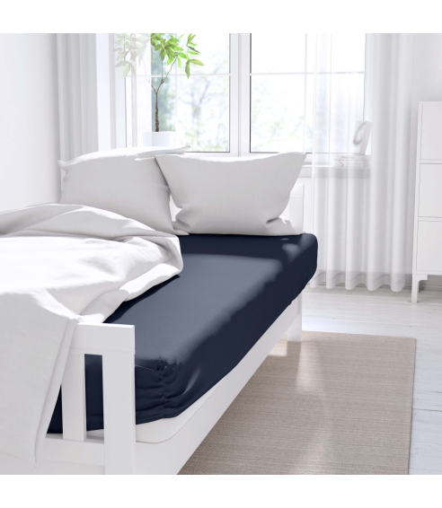 Bettlaken ohne Gummizug „Navy“. Bettlaken