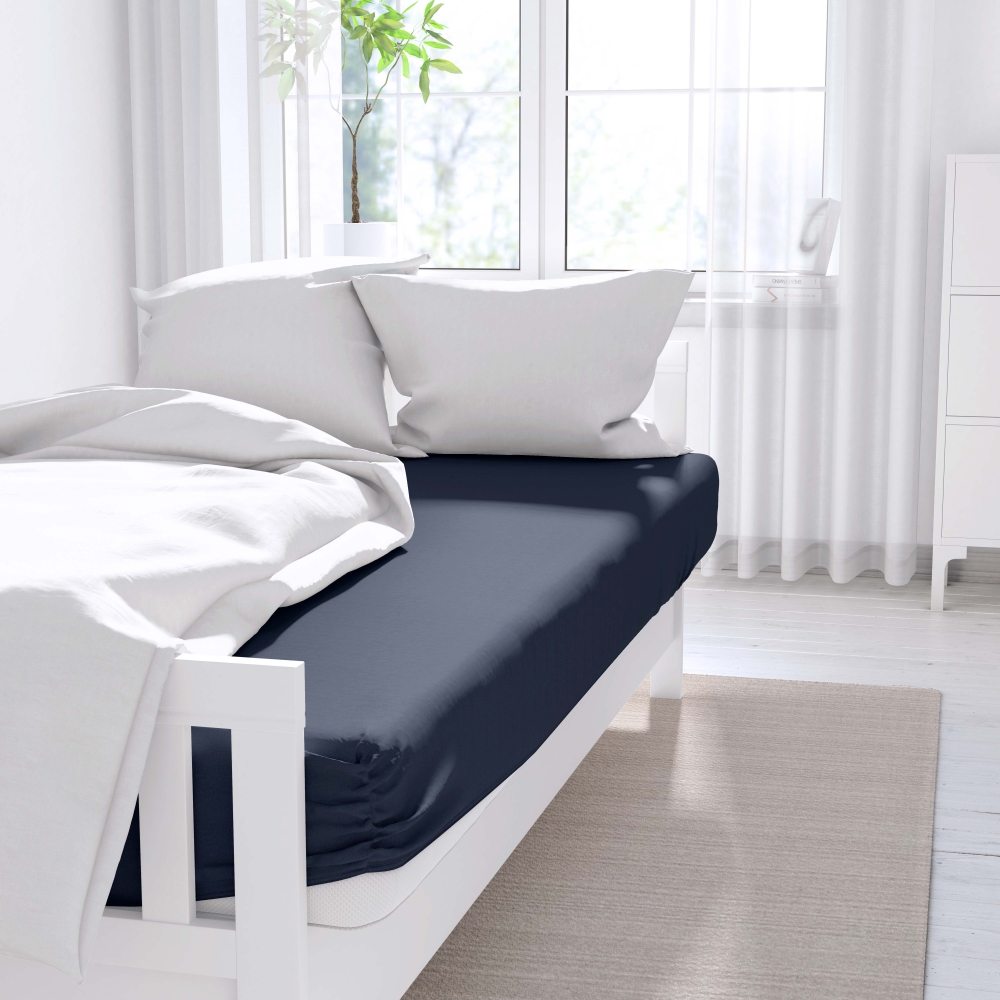 Spannbettlaken „Navy“. Spannbettlaken 140x200, 90x200 cm, 135/140x200 cm, 155/160x200 cm, 180x200 cm