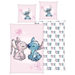 Bettwäsche set "Angel and Stitch“. Kinderbettwäsche, 135x200 cm. Hellrosa bettwäsche-set mit blauem stitch und rosafarbener angel. Bettwäsche set "Angel and Stitch“. Kinderbettwäsche, 135x200 cm. Hellrosa bettwäsche-set mit blauem stitch und rosafarbener angel.
