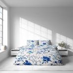 Bettwäsche set "Blue Fields". Bettwäsche Baumwolle, 135/140x200 cm, 200x200 cm, 200x220 cm. Helle farben von blumen und pflanzen, die ihrem schlafzimmer eleganz und ruhe verleihen.