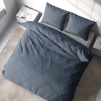 Bettwäsche set "Blue mirage". Bettwäsche für Hotels, 135/140x200 cm, 200x200 cm, 200x220 cm. Gelassenes blau-graues bettwäscheset, das friedliche stimmung verbreitet.