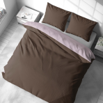 Bettwäsche set "Brunette Ash Rose". Bettwäsche 155x200, 135/140x200 cm, 150x200 cm, 155/160x200 cm, 180x200 cm, 200x200 cm, 200x220 cm, 220x240 cm. Schokoladenfarbenes bettwäsche set mit zartem kontrast
