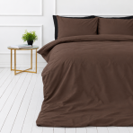 Bettwäsche set "Brunette". Bettwäsche einfarbig, 135/140x200 cm, 150x200 cm, 155/160x200 cm, 180x200 cm, 200x200 cm, 200x220 cm, 220x240 cm. Stilvolles braunes bettwäsche-set, das dem schlafzimmerdekor wärme verleiht.