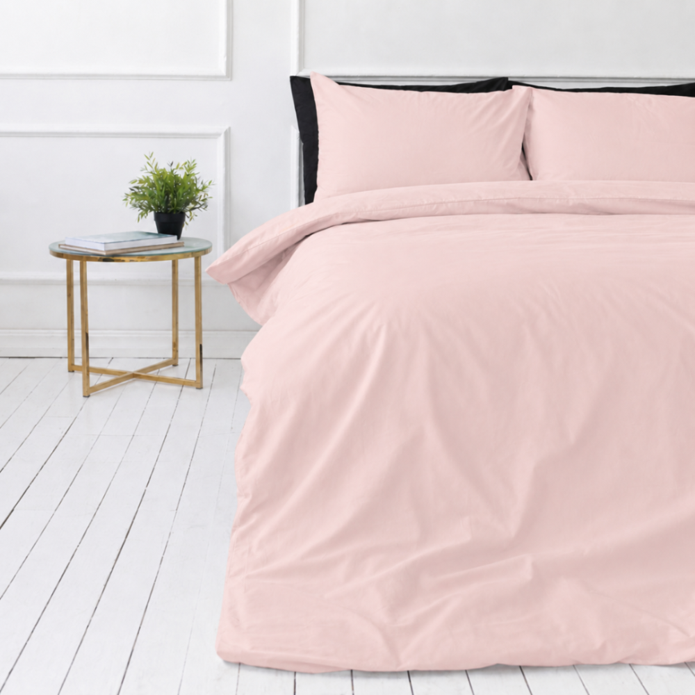 Bettwäsche set "Crystal pink". Bettwäsche 135x200, 135/140x200 cm, 200x200 cm, 200x220 cm. Rosafarbene bettwäsche für ein ruhiges ambiente.