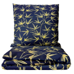 Bettwäsche set "Dawn Botanical". Bettwäsche 140x200, 135/140x200 cm, 155/160x200 cm, 200x200 cm, 200x220 cm. Dunkelblaues bettwäsche-set mit lebhaften gelben zweigen, das einen auffälligen kontrast zu ihrer schlafzimmerdekoration schafft.