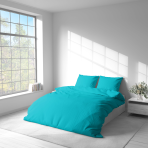 Bettwäsche set "Dreamy Waters". Bettwäsche 140x200, 135/140x200 cm, 155/160x200 cm, 200x200 cm, 200x220 cm, 220x240 cm. Lebendiges cyanfarbenes bettwäscheset, das entwickelt wurde, um ihrem raum einen kühlen, beruhigenden touch zu verleihen – perfekt für ein modernes und ruhiges schlafzimmer.