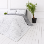 Bettwäsche set „Woodland Gray“. Gemusterte Bettwäsche, 135/140x200 cm, 200x200 cm, 200x220 cm. Wendbare grau-weiße bettwäsche mit feinem zweigdesign Bettwäsche set „Woodland Gray“. Gemusterte Bettwäsche, 135/140x200 cm, 200x200 cm, 200x220 cm. Wendbare grau-weiße bettwäsche mit feinem zweigdesign