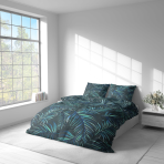 Bettwäsche set "Fern Whisper". Bettwäsche 140x200, 135/140x200 cm, 155/160x200 cm, 200x200 cm, 200x220 cm, 220x240 cm. Dunkelgrünes bettwäsche-set, das üppige farnblätter präsentiert, ideal für einen beruhigenden und organischen look in jedem schlafbereich.