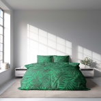 Bettwäsche set "Fern". Bettwäsche 140x200, 135/140x200 cm, 155/160x200 cm, 200x200 cm, 200x220 cm, 220x240 cm. Beruhigende grüne bettwäsche mit großen farnmotiven, die die natur ins haus holen