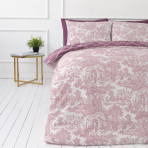 Bettwäsche set "Fiery". Lila Bettwäsche, 135/140x200 cm, 200x200 cm, 200x220 cm. Satte violett- und lavendelfarbene gitterkomposition mit ornamentalen blütenverknüpfungen.