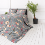 Bettwäsche set "Fleurine". Bettwäsche 155x200, 135/140x200 cm, 155x220 cm, 160x200 cm, 180x200 cm, 200x200 cm, 200x220 cm, 220x240 cm. Graues bettwäsche-set mit pastellfarbenen blumenmotiven Bettwäsche set "Fleurine". Bettwäsche 155x200, 135/140x200 cm, 155x220 cm, 160x200 cm, 180x200 cm, 200x200 cm, 200x220 cm, 220x240 cm. Graues bettwäsche-set mit pastellfarbenen blumenmotiven
