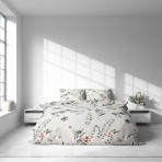 Bettwäsche set "Florescence". Bettwäsche Baumwolle, 135/140x200 cm, 200x200 cm, 200x220 cm. Ein romantisches und erfrischendes blumenmuster auf hellem hintergrund – die perfekte wahl für jedes schlafzimmer.