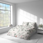 Bettwäsche set "Florescence". Bettwäsche Baumwolle, 135/140x200 cm, 200x200 cm, 200x220 cm. Dieses bettwäsche-set mit einem floralen muster in grünen und roten tönen verleiht ihrem schlafzimmer ein natürliches und frisches gefühl.