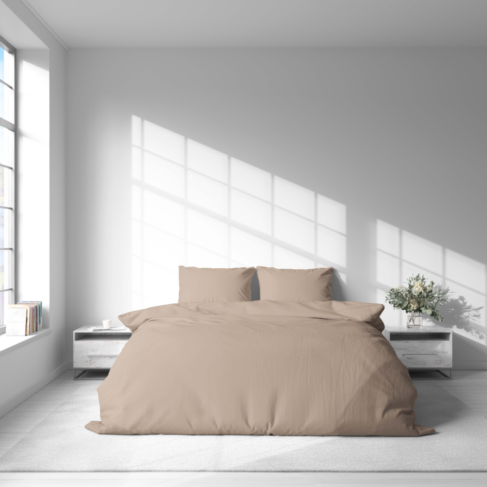 Bettwäsche set "Frappe". Bettwäsche Baumwolle, 135/140x200 cm, 200x200 cm, 200x220 cm. Eleganter und warmer braun-creme-farbton, der sowohl zu modernen als auch klassischen innenräumen passt.