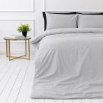 Bettwäsche set „Gray morn“. Bettwäsche einfarbig, 135/140x200 cm, 150x200 cm, 155/160x200 cm, 180x200 cm, 200x200 cm, 200x220 cm, 220x240 cm. Hell-silbergraues bettwäsche-set mit einheitlichem muster