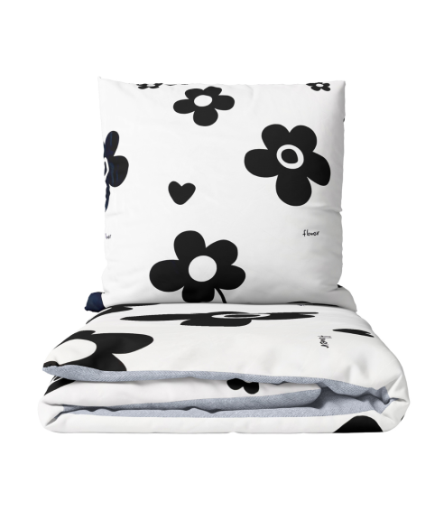 Bettwäsche set "Black Flowers". Bettwäsche 140x200