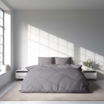 Bettwäsche set „Gull“. Bettwäsche für Hotels, 135/140x200 cm, 200x200 cm, 200x220 cm. Bettwäsche-set in grau, das ihrem schlafplatz einen hauch von schlichter eleganz und ruhe verleiht.